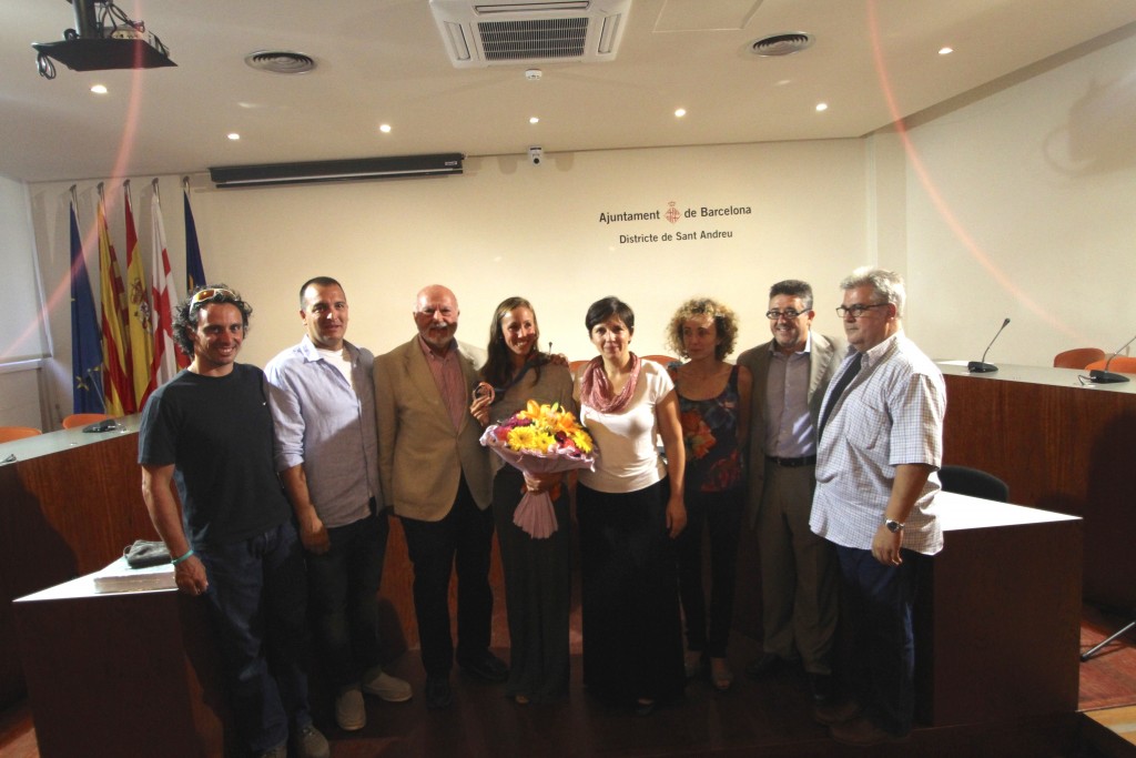 ​Membres de la Junta Directiva del Club Natació Sant Andreu, Jordi Jou, Jessica Vall, Laia Ortiz i Marta Carranza 